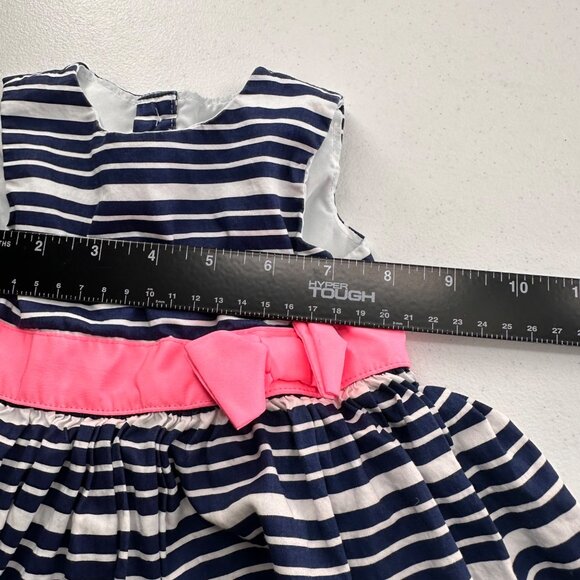 Carters Navy & White Striped Baby Girl Dress Pink Bow Accent Size 6 Months - Picture 6 of 11